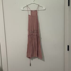 Free People Slip Mini Dress S Two For Tea Sheer Lace Boho Romantic Blush Pink
